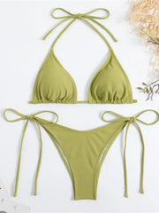 split strap women's sexy triangle bikini - 808Lush