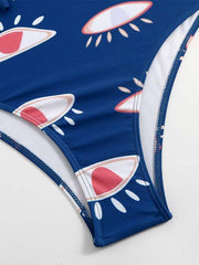 ruffled devil's eye one-piece swimsuit/split bikini set - 808Lush