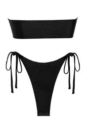 sexy bikini split swimsuit with shiny fabric - 808Lush