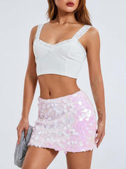 irregular size sequined fashionable skirt - 808Lush