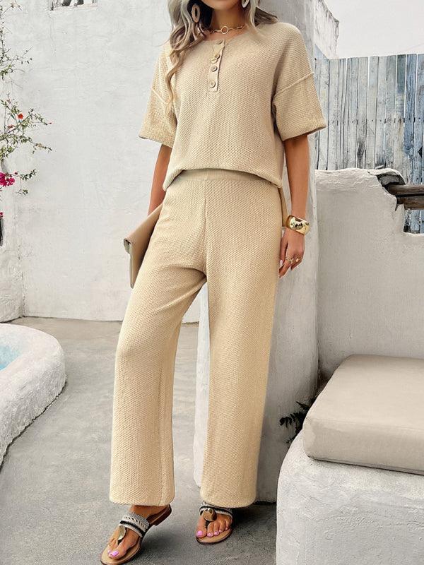 knitted short-sleeved trousers suit - 808Lush