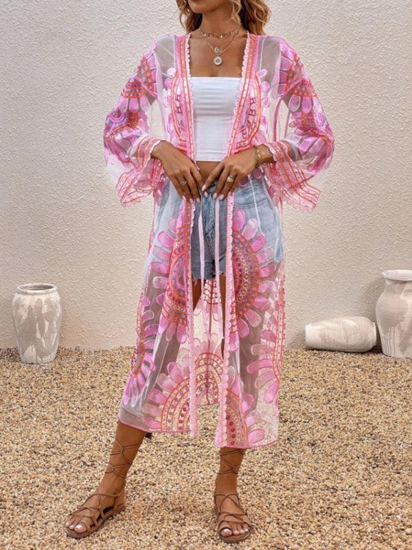 Beach Skirt Casual Vacation Lace Cardigan Bikini Swimsuit Cover-Up Sun Protection Wear - 808Lush