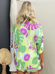 Casual Loose Vacation Elastic Waist Short Sleeve Suit - 808Lush