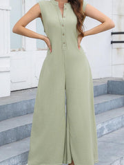 Casual Loose Pocket Breathable Wide Leg Pants Jumpsuit - 808Lush