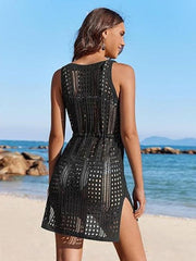 beach skirt solid color sexy knitted beach bikini swimsuit cover-up sun protection clothing - 808Lush
