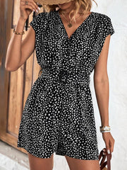 leopard print jumpsuit v-neck commuter shorts jumpsuit