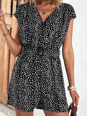 leopard print jumpsuit v-neck commuter shorts jumpsuit