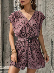 leopard print jumpsuit v-neck commuter shorts jumpsuit