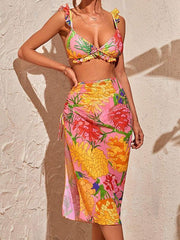 split swimsuit, sexy backless three-piece hip skirt - 808Lush