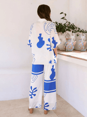 Lapel Casual Fashion Home Loose Two-piece Set - 808Lush
