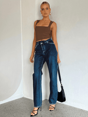 Sexy Hot Girl Square Neck Slim Fit Sleeveless top - 808Lush