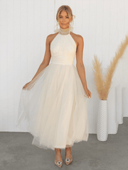 style halter neck mesh turtleneck dress - 808Lush