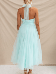 style halter neck mesh turtleneck dress - 808Lush