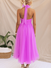 style halter neck mesh turtleneck dress - 808Lush