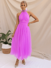 style halter neck mesh turtleneck dress - 808Lush