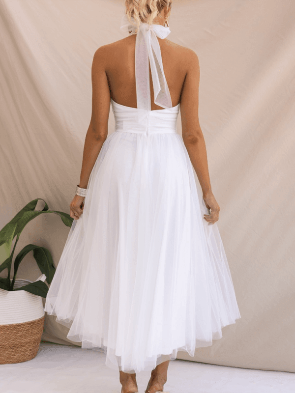 style halter neck mesh turtleneck dress - 808Lush
