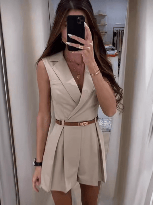 temperament suit jumpsuit (belt not included)