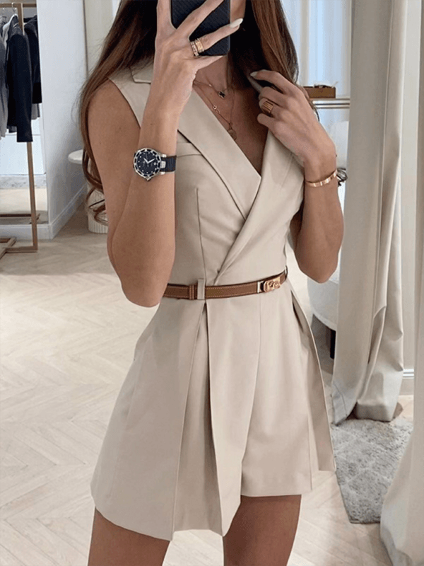 temperament suit jumpsuit (belt not included)