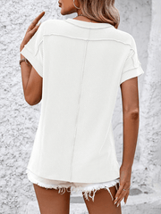 round neck outer seam twisted strip short-sleeved loose T-shirt