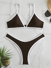 Women's Solid Color Bikini Sexy Sports Contrast Color Bikini - 808Lush
