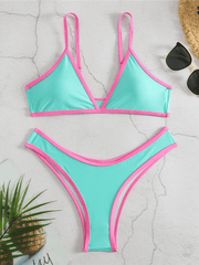 Women's Solid Color Bikini Sexy Sports Contrast Color Bikini - 808Lush