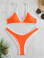 Women's Solid Color Bikini Sexy Sports Contrast Color Bikini - 808Lush