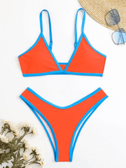 Women's Solid Color Bikini Sexy Sports Contrast Color Bikini - 808Lush