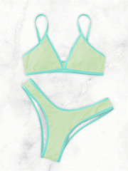 Women's Solid Color Bikini Sexy Sports Contrast Color Bikini - 808Lush