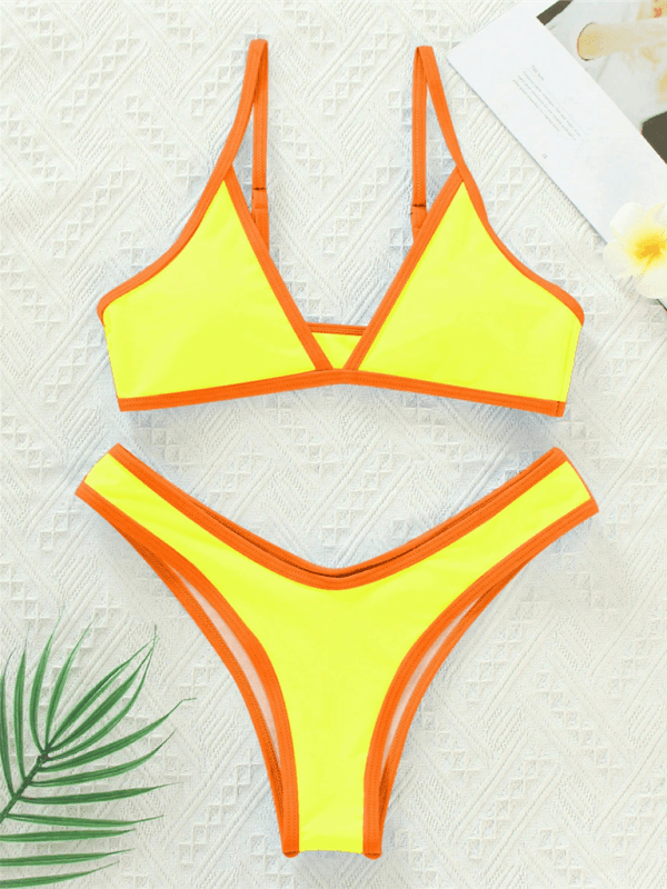 Women's Solid Color Bikini Sexy Sports Contrast Color Bikini - 808Lush