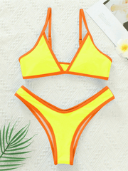 Women's Solid Color Bikini Sexy Sports Contrast Color Bikini - 808Lush