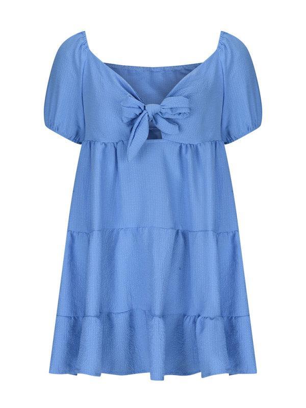 Fashionable and versatile strappy V-neck short-sleeved dress - 808Lush