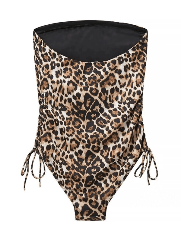 Animal Print Slim Fit Bandeau One-piece Swimsuit - 808Lush
