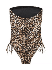Animal Print Slim Fit Bandeau One-piece Swimsuit - 808Lush