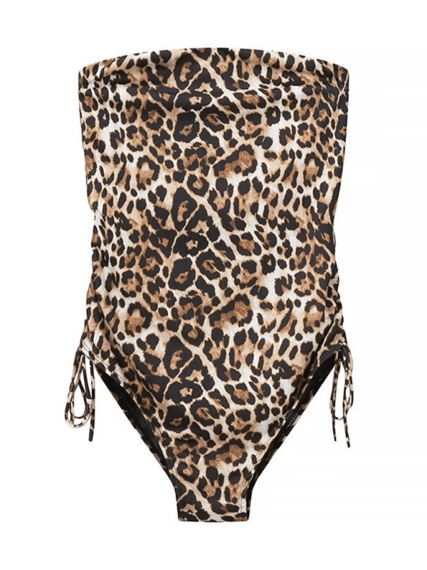 Animal Print Slim Fit Bandeau One-piece Swimsuit - 808Lush