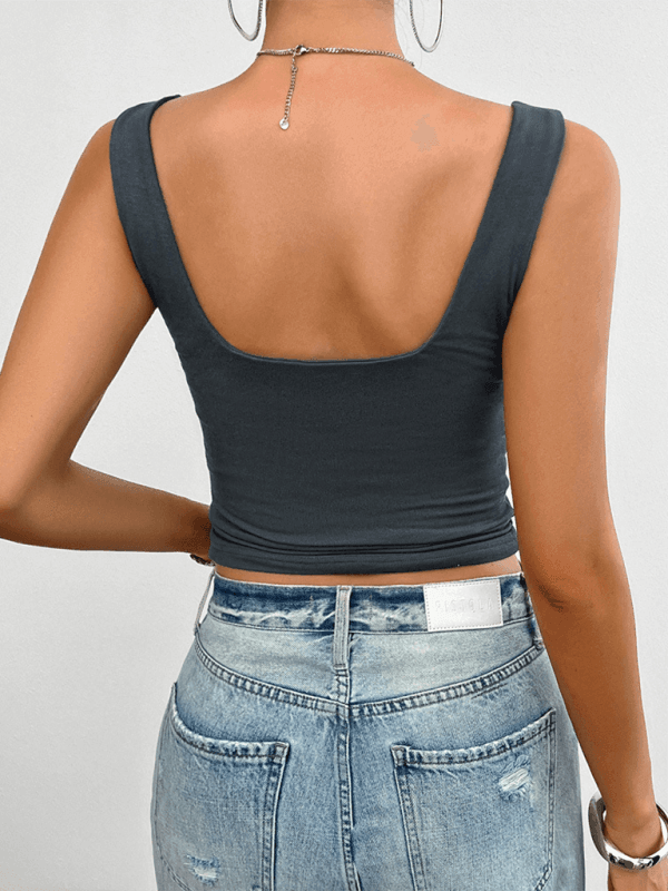 Solid color slim fit twist halter top - 808Lush