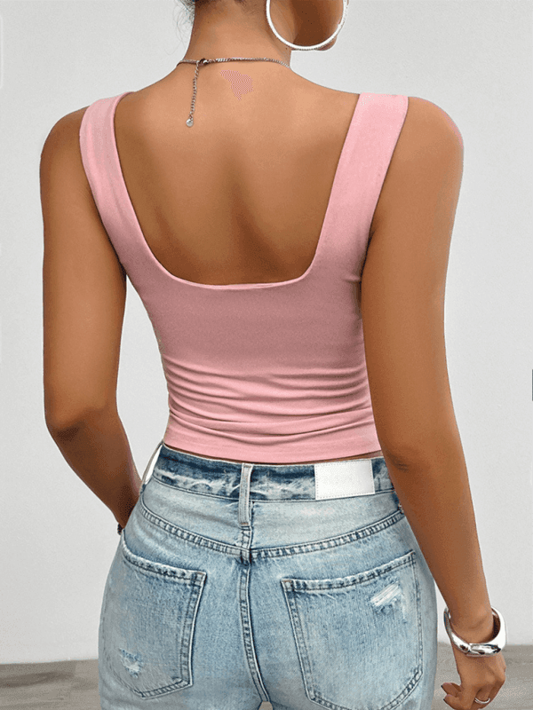Solid color slim fit twist halter top - 808Lush