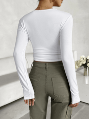 round neck slim long sleeve top