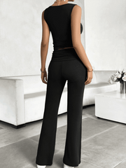 sleeveless slim fit sports and leisure sets - 808Lush