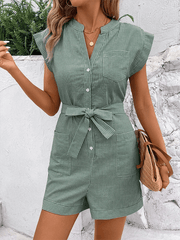 Women's Pinstripe Short Sleeve Romper