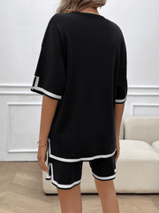 Women's round neck casual sweater two-piece set