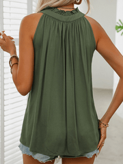 Women's sleeveless lace-up V-neck shirt