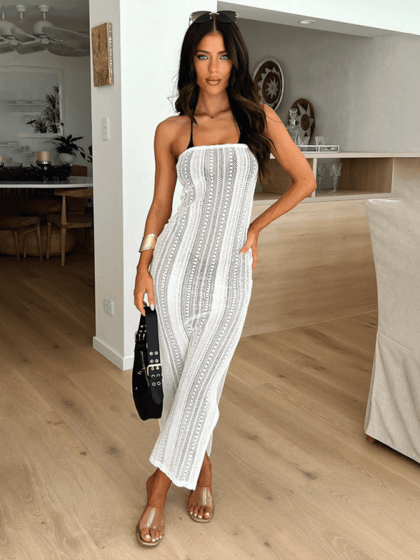 sexy see-through lace dress chest wrap hip skirt - 808Lush