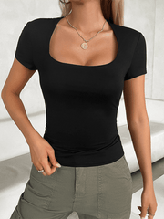 Women's casual slim fit pullover short sleeves