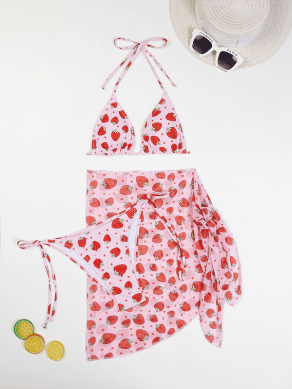 Women's sexy bikini lace-up skirt three-piece swimsuit - 808Lush