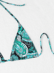 Cashew flower print lace-up bikini sexy two-piece swimsuit