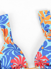 two-piece swimsuit four-piece sexy backless printed bikini