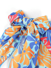 two-piece swimsuit four-piece sexy backless printed bikini