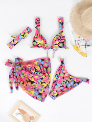 two-piece swimsuit four-piece sexy backless printed bikini