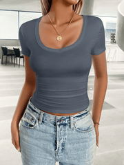 Women's casual U-neck slim fit T-shirt