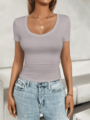 Women's casual U-neck slim fit T-shirt